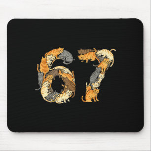 Funny Tabby Cats 6 7 Meme Six Seven Love Alley Cat Mouse Pad