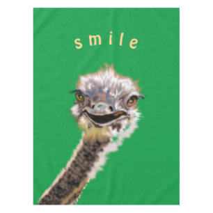 Funny Tablecloth with Happy Ostrich - Smile