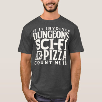 Funny Tabletop RPG gamer Sci-Fi Pizza dice  T-Shirt