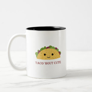 Funny Taco Bout Cute Pun and Kawaii Taco Two-Tone Coffee Mug