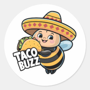 Funny Taco Buzz Bumble Bee Classic Round Sticker