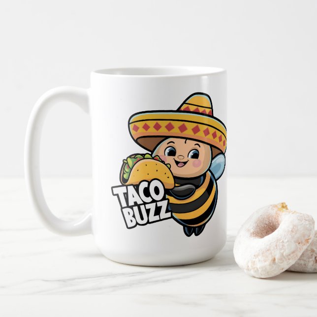 Funny Taco Buzz Bumble Bee Coffee Mug (With Donut)