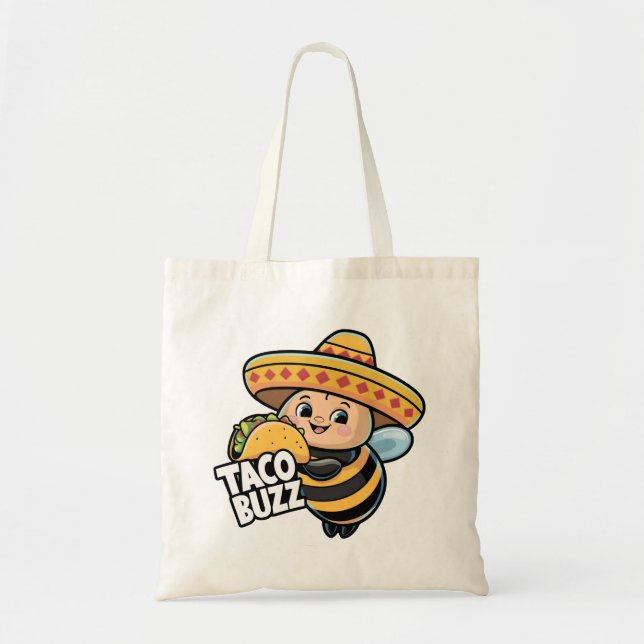 Funny Taco Buzz Bumble Bee Tote Bag (Front)