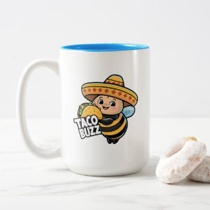 Funny Taco Buzz Bumble Bee Two-Tone Coffee Mug