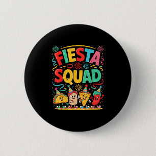 Funny taco fiesta squad cinco de mayo 6 cm round badge