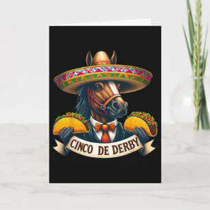 Funny Taco Horse Racing Vintage Cinco De Der  Card