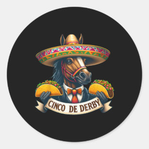 Funny Taco Horse Racing Vintage Cinco De Der Classic Round Sticker