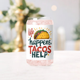 Funny Taco Lover Fiesta Foodie Humour Art White Can Glass