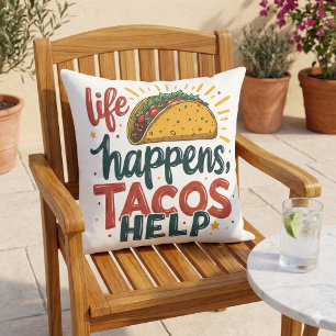 Funny Taco Lover Fiesta Foodie Humour Art White Cushion