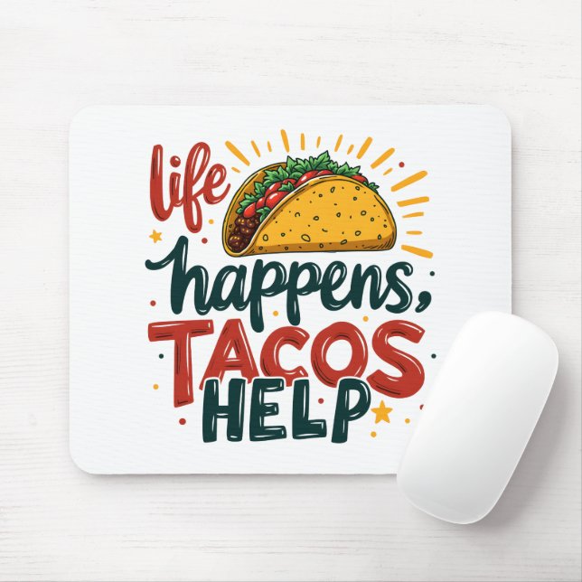 Funny Taco Lover Fiesta Foodie Humour Art White Mouse Pad (With Mouse)