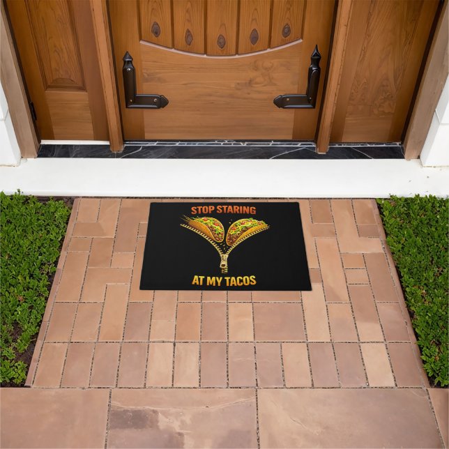 Funny Taco Lover Stop Staring Doormat (Outdoor)