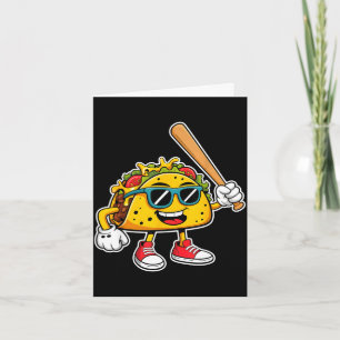 Funny taco playing baseball mexican cinco de mayo card