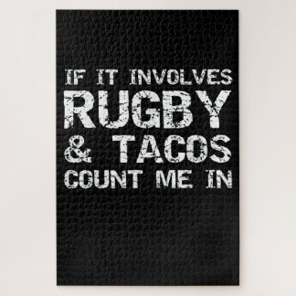 Funny Taco Quote If It Involves Rugby & Tacos Jigsaw Puzzle