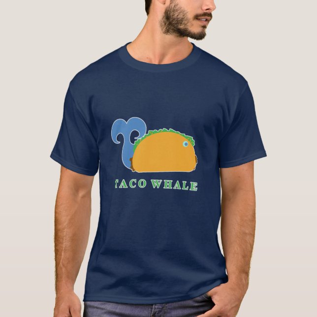 Funny Taco Whale Cartoon Character T-Shirt (Front)