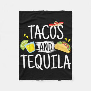Funny Tacos And Tequila Mexican Sombrero Tee Gift Fleece Blanket