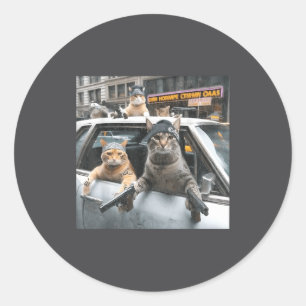 Funny Tactical Cat Meme Military Style  Classic Round Sticker