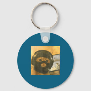Funny Tactical Gamer Cat Meme Graphic Key Ring