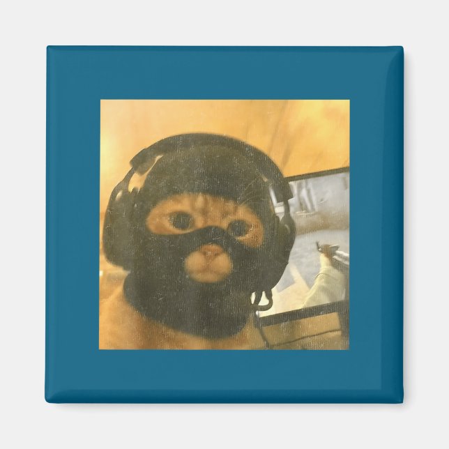 Funny Tactical Gamer Cat Meme Graphic  Magnet (Front)