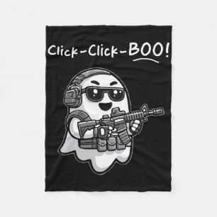 Funny Tactical Ghost Click Click Boo Halloween Vet Fleece Blanket