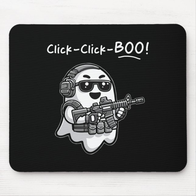 Funny Tactical Ghost Click Click Boo Halloween Vet Mouse Pad (Front)