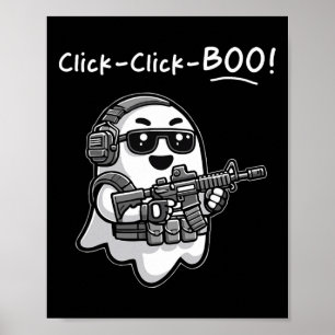 Funny Tactical Ghost Click Click Boo Halloween Vet Poster