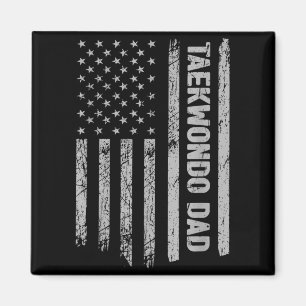 Funny Taekwondo Dad America Flag Patriot - Vintage Magnet
