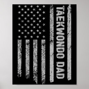 Funny Taekwondo Dad America Flag Patriot - Vintage Poster