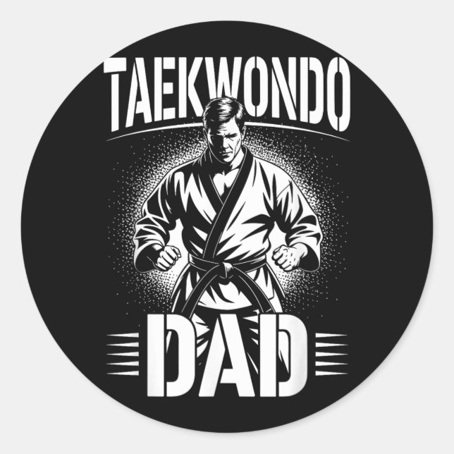 Funny Taekwondo Dad Classic Round Sticker (Front)