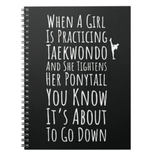 Funny Taekwondo Gifts For Her Teen Girls Women TKD Notebook