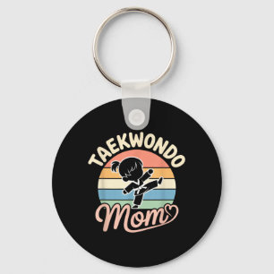 Funny Taekwondo Mum Retro Sunset Cute Women Girls Key Ring