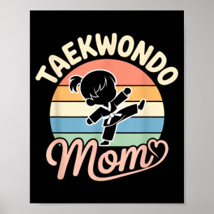 Funny Taekwondo Mum Retro Sunset Cute Women Girls Poster