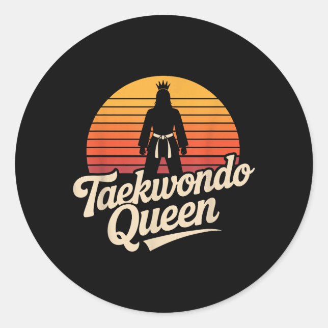 Funny Taekwondo Queen Classic Round Sticker (Front)