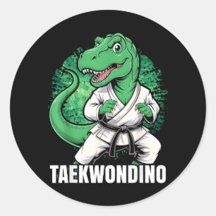 Funny Taekwondo T Rex Dinosaur Cute Martial Arts Classic Round Sticker