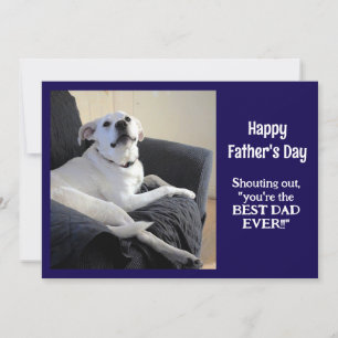 Funny Talking Dog Photo Father's Day Dark Blue Holiday Card