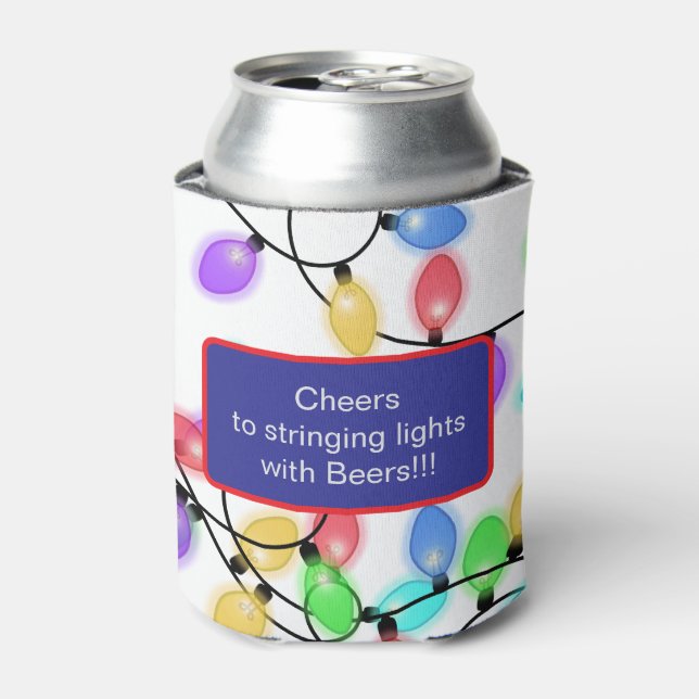 Funny Tangled Christmas Lights Can Cooler (Can Front)
