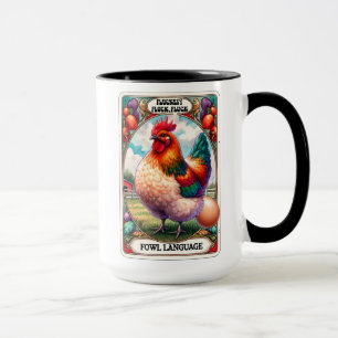 Funny Tarot Card Chicken Fowl Language Mug