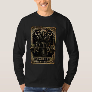 Funny Tarot Card Deadlift Skeleton Gym Workout Fit T-Shirt