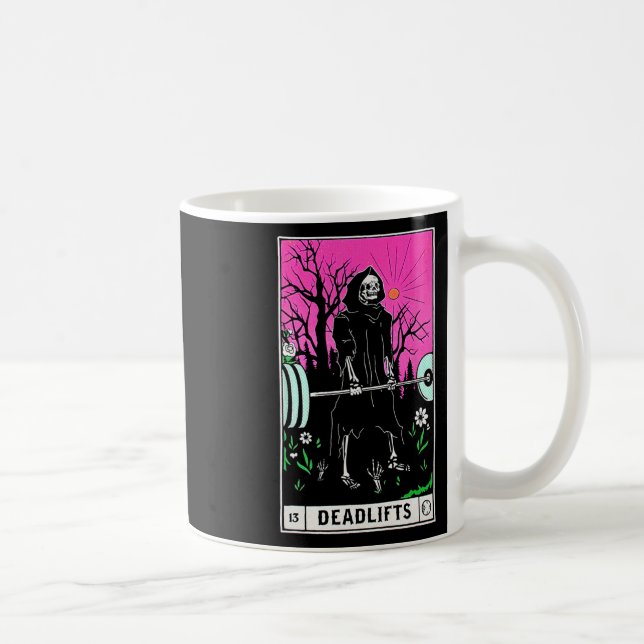 Funny Tarot Card Deadlifts Gym Workout Occult Read Coffee Mug (Right)