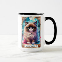 Funny Tarot Card Miserable Cat