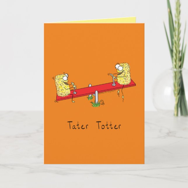 Funny Tater Tots Teeter Totter Kids Card (Front)