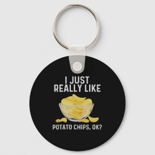 Funny Tato Chips Art For Men Women Kids Bag Of Chi Key Ring