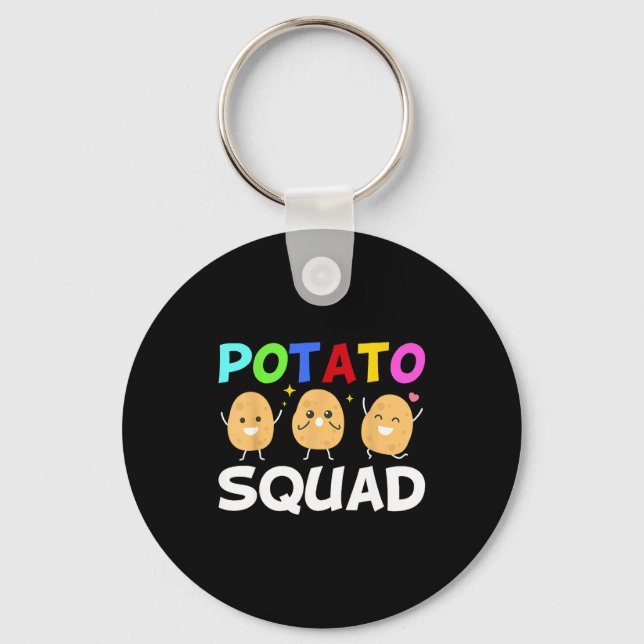 Funny Tato Squad Vegetable Chip Eater French Fries Key Ring (Front)