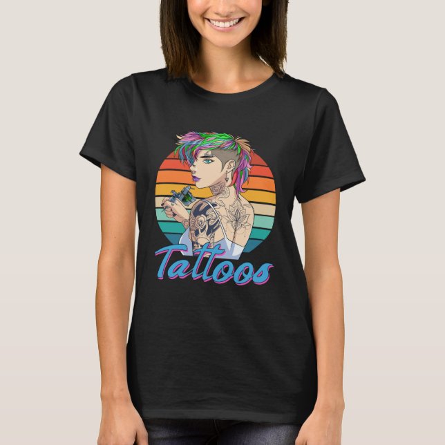 Funny Tattoo Artist Girl Tattooist Female Tattoos T-Shirt (Front)