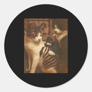 Funny Tattoo Cat Meme Inked Kitty Humour For Cat L Classic Round Sticker