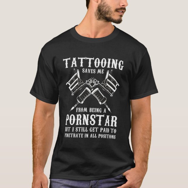 Funny Tattooing Saves Me Pullover Hoodie (Front)