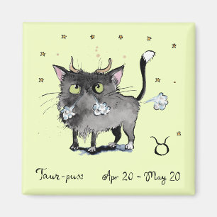 Funny Taurus Zodiac Cat Star sign horoscope fridge Magnet