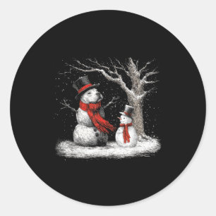 Funny Tbull Dog In The Snow Tree Christmas Winter  Classic Round Sticker