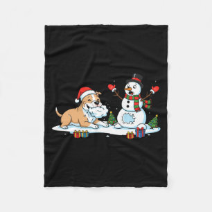 Funny Tbull Snowman Christmas Tree Xmas Womens Men Fleece Blanket