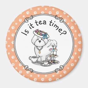 Funny Tea Party Bichon Frise Dog Puppy Cute Magnet