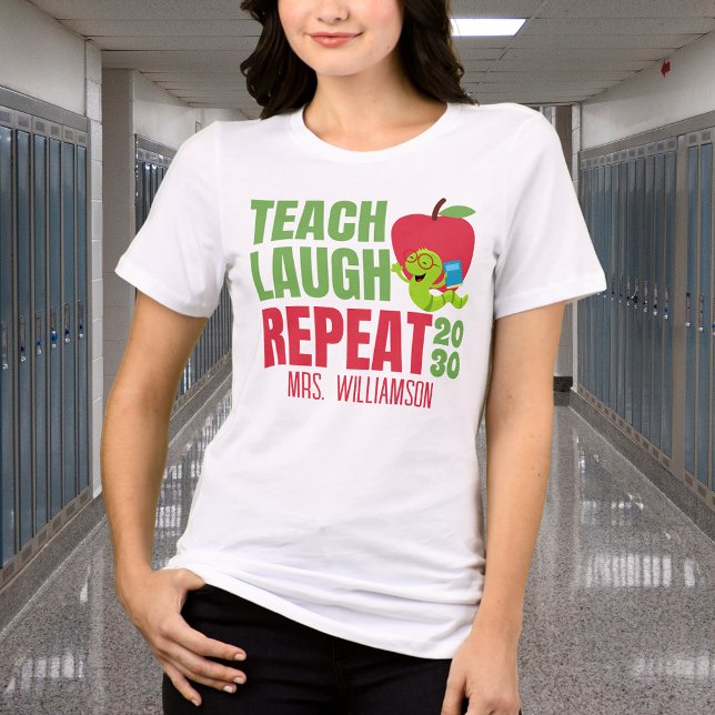 Funny Teach Laugh Repeat Teacher Tri-Blend Shirt (Creator Uploaded)